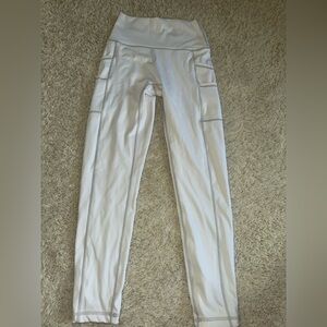 Aerie White High-Waisted Leggings with Pockets